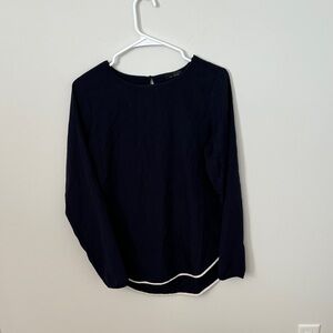 The Limited Navy Blue Blouse with White Trim